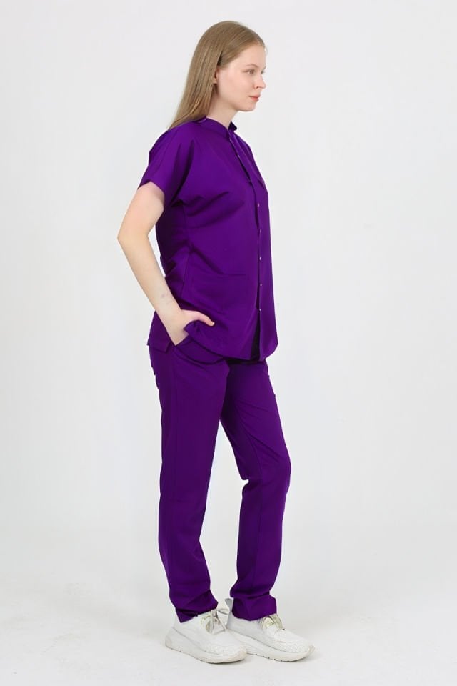 FREESİA Hakim Yaka Mor Unisex Uniforma (Likralı)