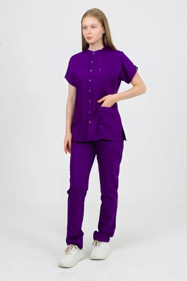 FREESİA Hakim Yaka Mor Unisex Uniforma (Likralı)