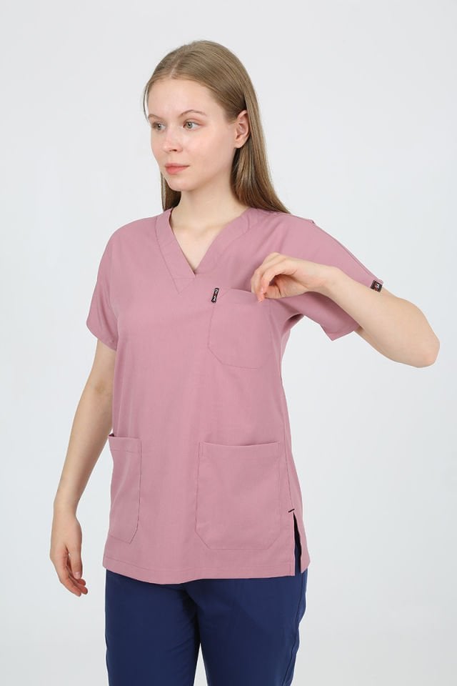 Açık Gül Kurusu - Koyu İndigo Kombin Unisex Uniforma (Likralı)