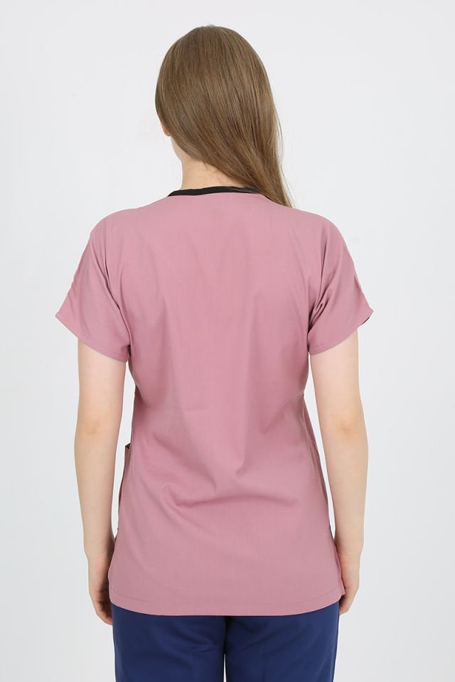 Açık Gül Kurusu - Koyu İndigo Kombin Unisex Uniforma (Likralı)