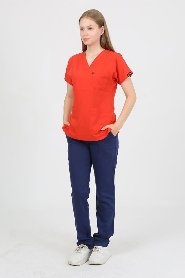 Nar Çiçeği - Koyu İndigo Kombin Unisex Uniforma (Likralı)