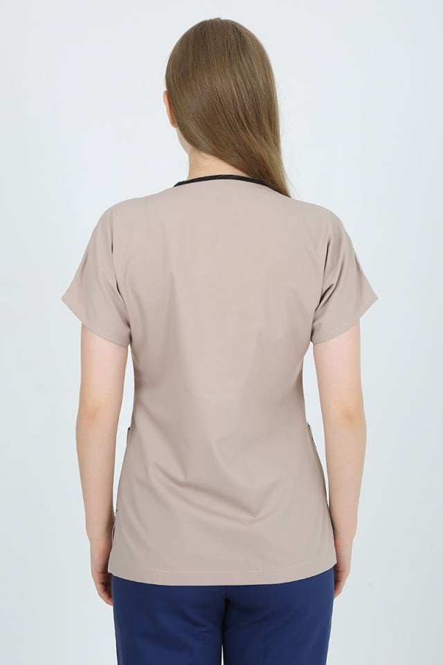 Kum Bej - Koyu İndigo Kombin Unisex Uniforma (Likralı)
