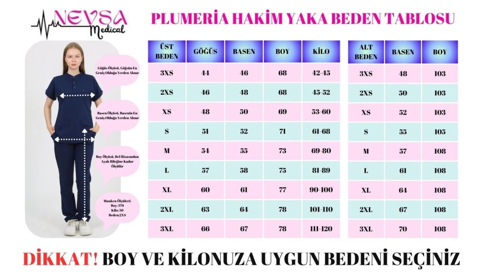 PLUMERİA Hakim Yaka Siyah Unisex Uniforma (Likralı)