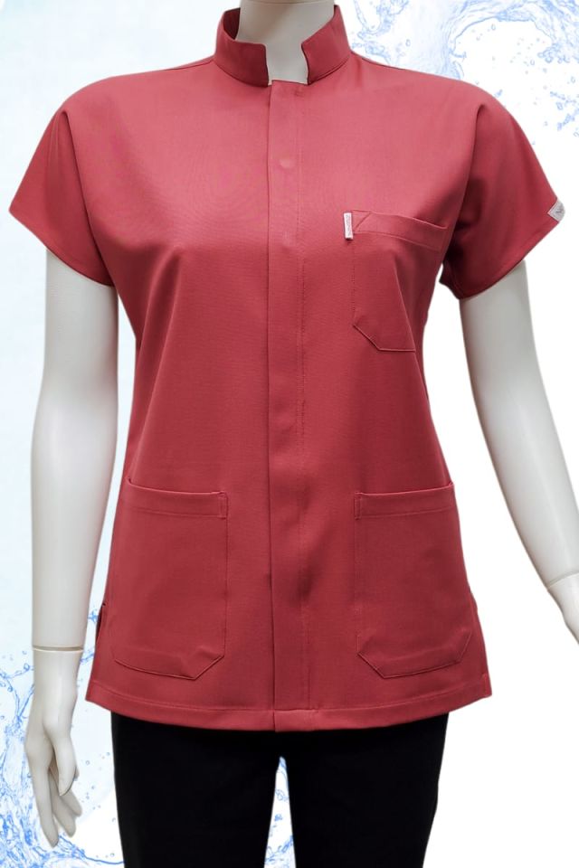 ALESSİA Gizli Çıtlı Gül Kurusu-Siyah Unisex Uniforma (Likralı)