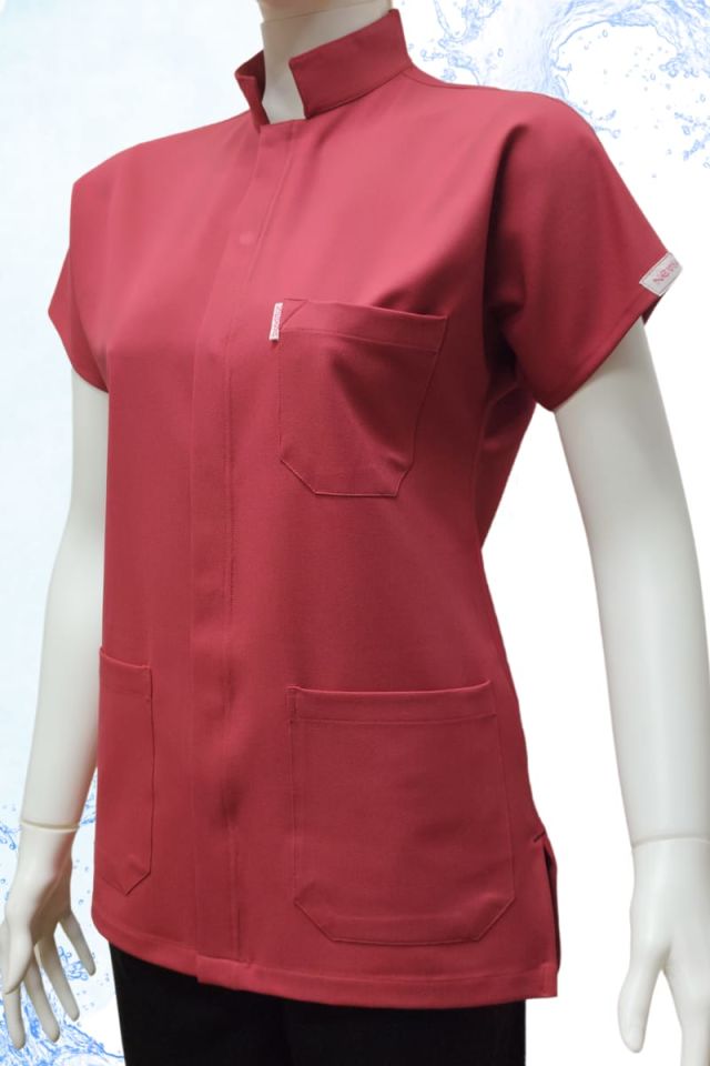 ALESSİA Gizli Çıtlı Gül Kurusu-Siyah Unisex Uniforma (Likralı)