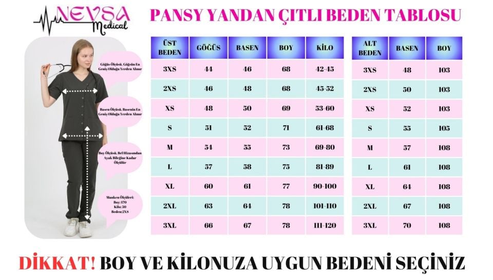 PANSY Hakim Yaka Küf Yeşili - Siyah Kadın Uniforma (Likralı)