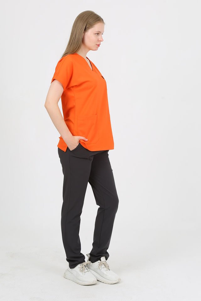 Turuncu - Füme Kombin Unisex Uniforma (Likralı)