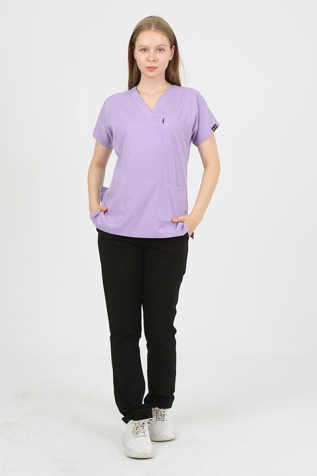 Lila - Siyah Kombin Unisex Uniforma (Likralı)