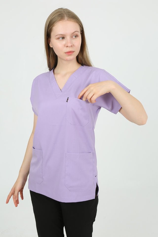Lila - Siyah Kombin Unisex Uniforma (Likralı)