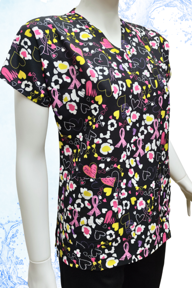 DAİSY V Yaka Papatya Desenli Unisex Uniforma (Likralı)