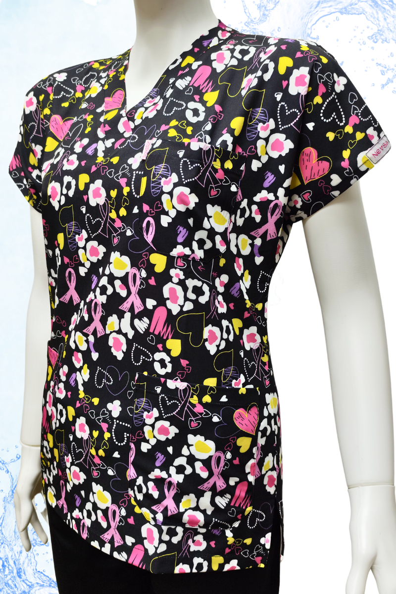 DAİSY V Yaka Papatya Desenli Unisex Uniforma (Likralı)