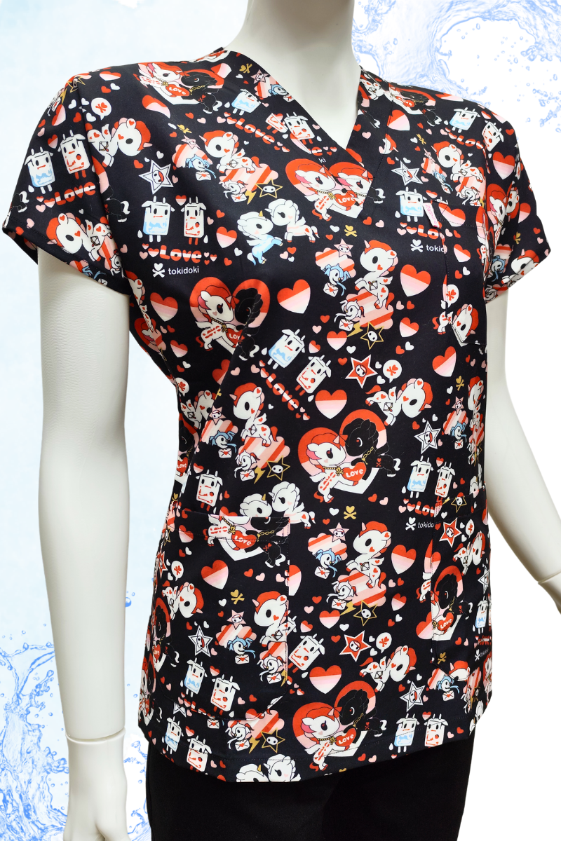 DAİSY V Yaka Atlı Karınca Desenli Unisex Uniforma (Likralı)