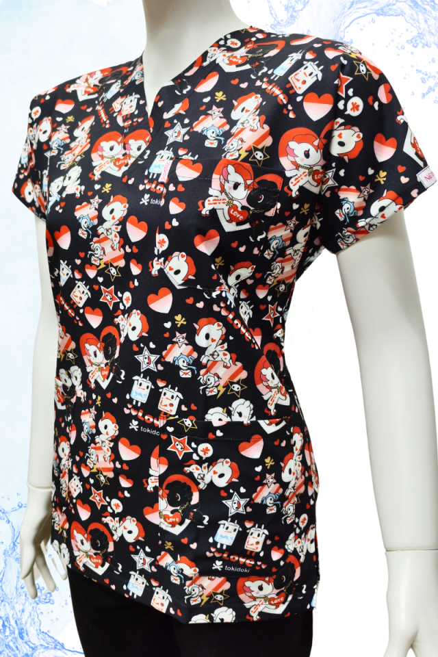 DAİSY V Yaka Atlı Karınca Desenli Unisex Uniforma (Likralı)