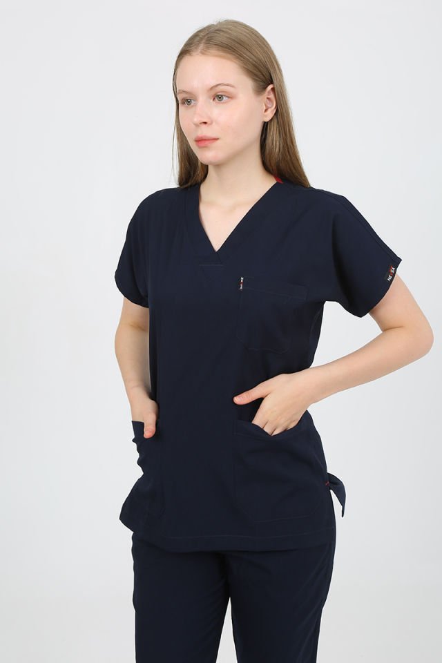 DAİSY V Yaka Lacivert Unisex Uniforma (Likralı)
