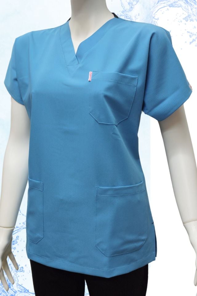 Açık Mavi - Siyah Kombin Unisex Uniforma (Likralı)