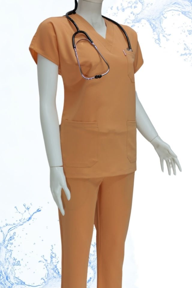 DAİSY V Yaka Somon Unisex Uniforma (Likralı)
