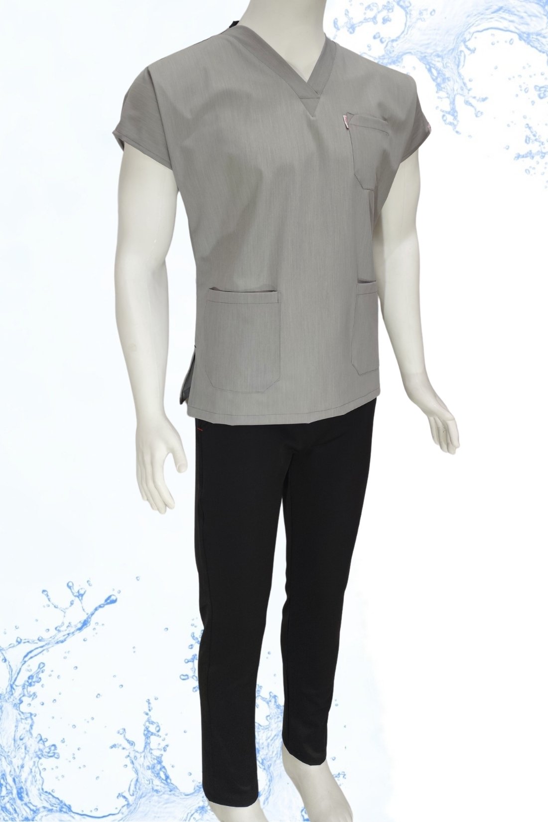 Gri Kot - Siyah Kombin Unisex Uniforma (Likralı)
