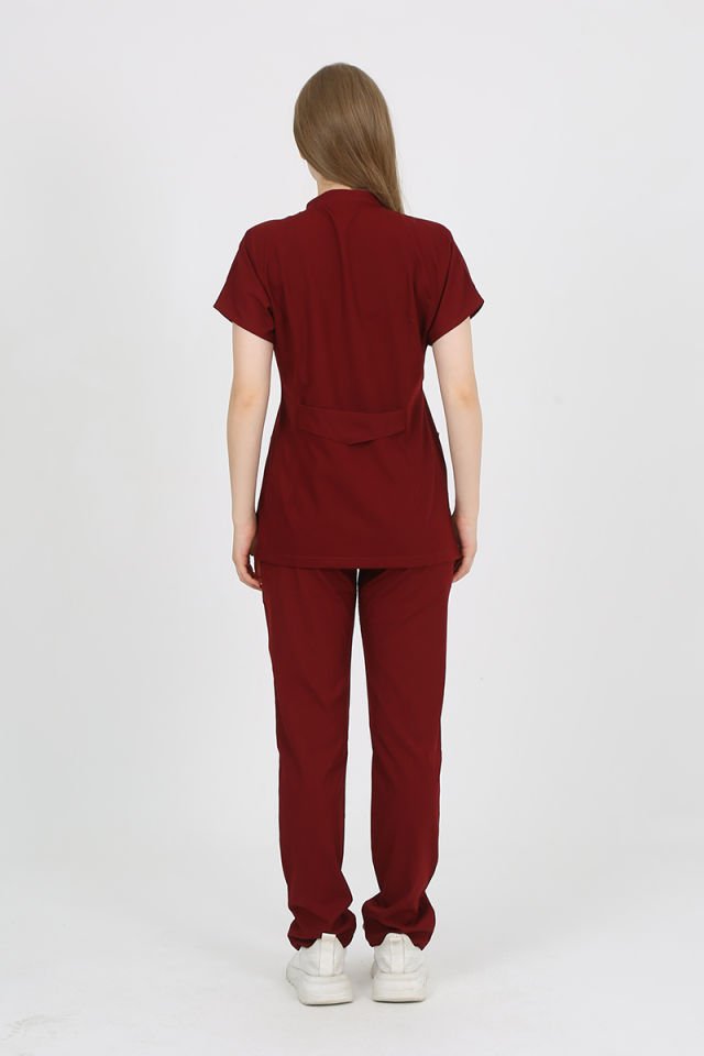 FREESİA Hakim Yaka Bordo Unisex Uniforma (Likralı)
