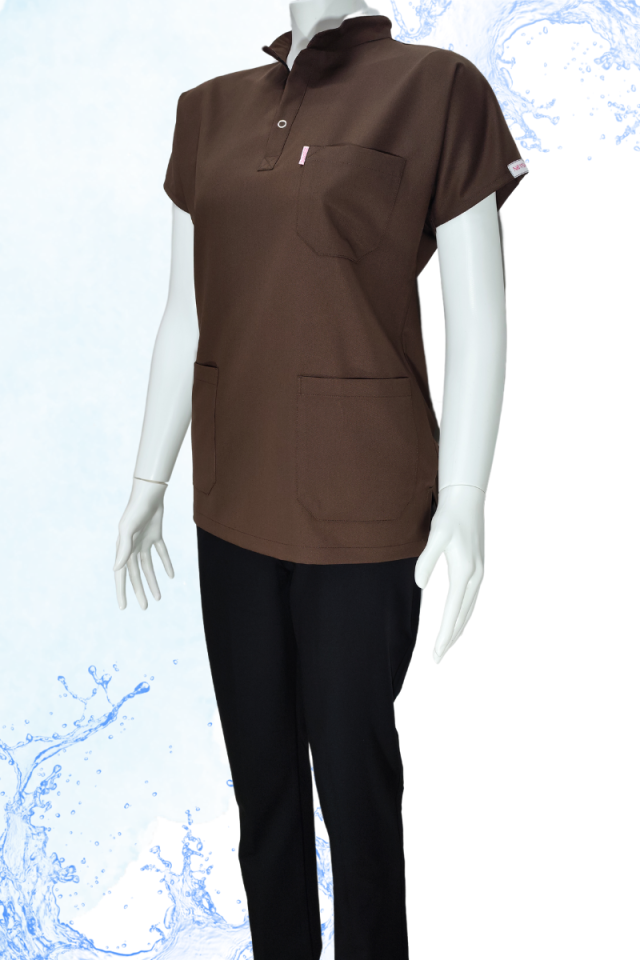 PLUMERİA Hakim Yaka Acı Kahve-Siyah Unisex Uniforma (Likralı)