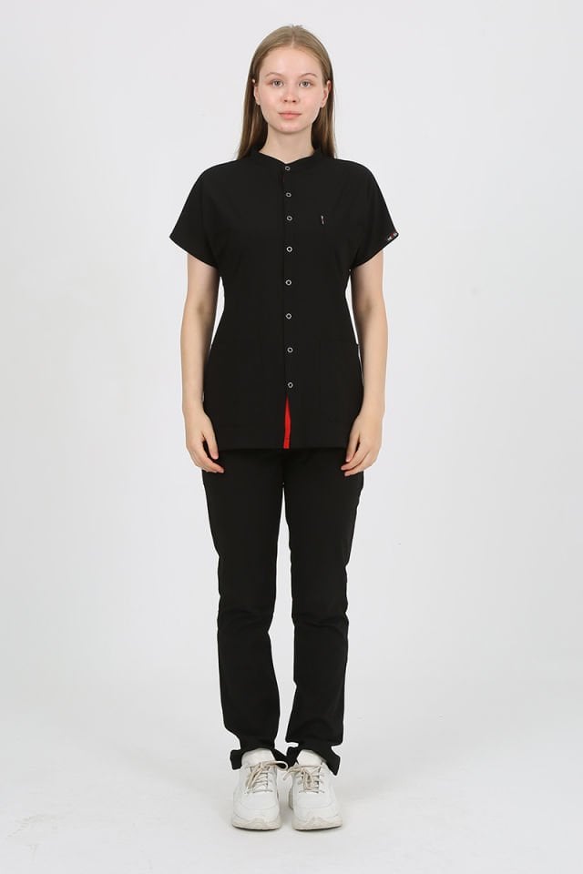 FREESİA Hakim Yaka Siyah Unisex Uniforma (Likralı)