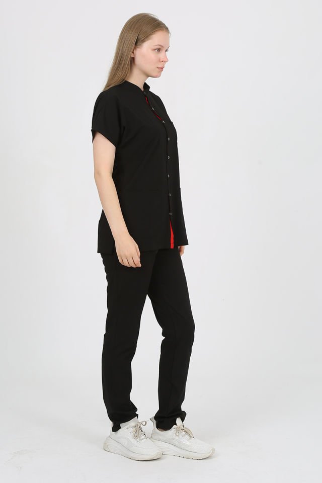 FREESİA Hakim Yaka Siyah Unisex Uniforma (Likralı)