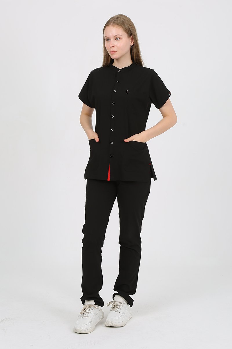 FREESİA Hakim Yaka Siyah Unisex Uniforma (Likralı)