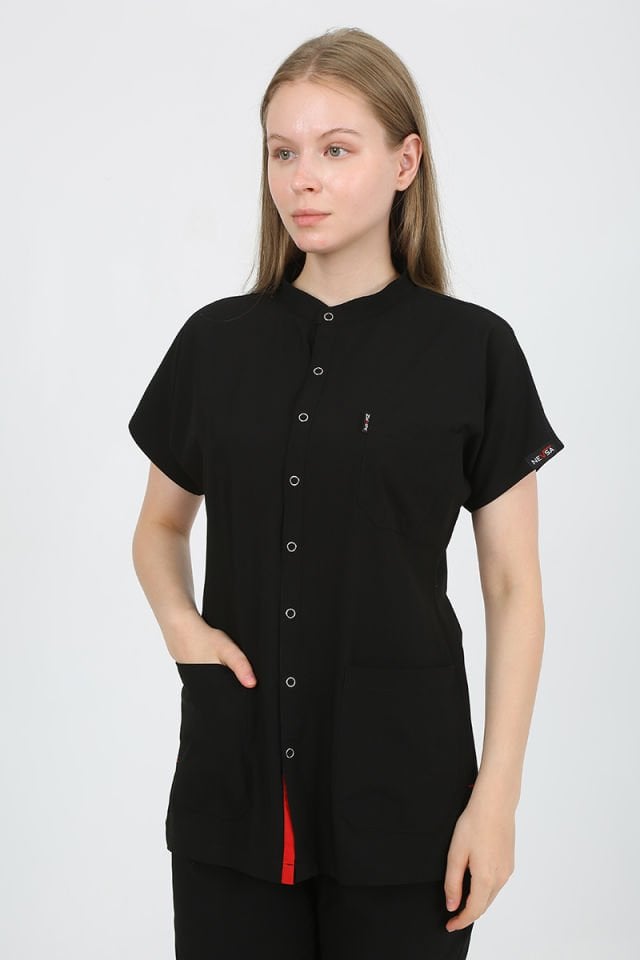 FREESİA Hakim Yaka Siyah Unisex Uniforma (Likralı)