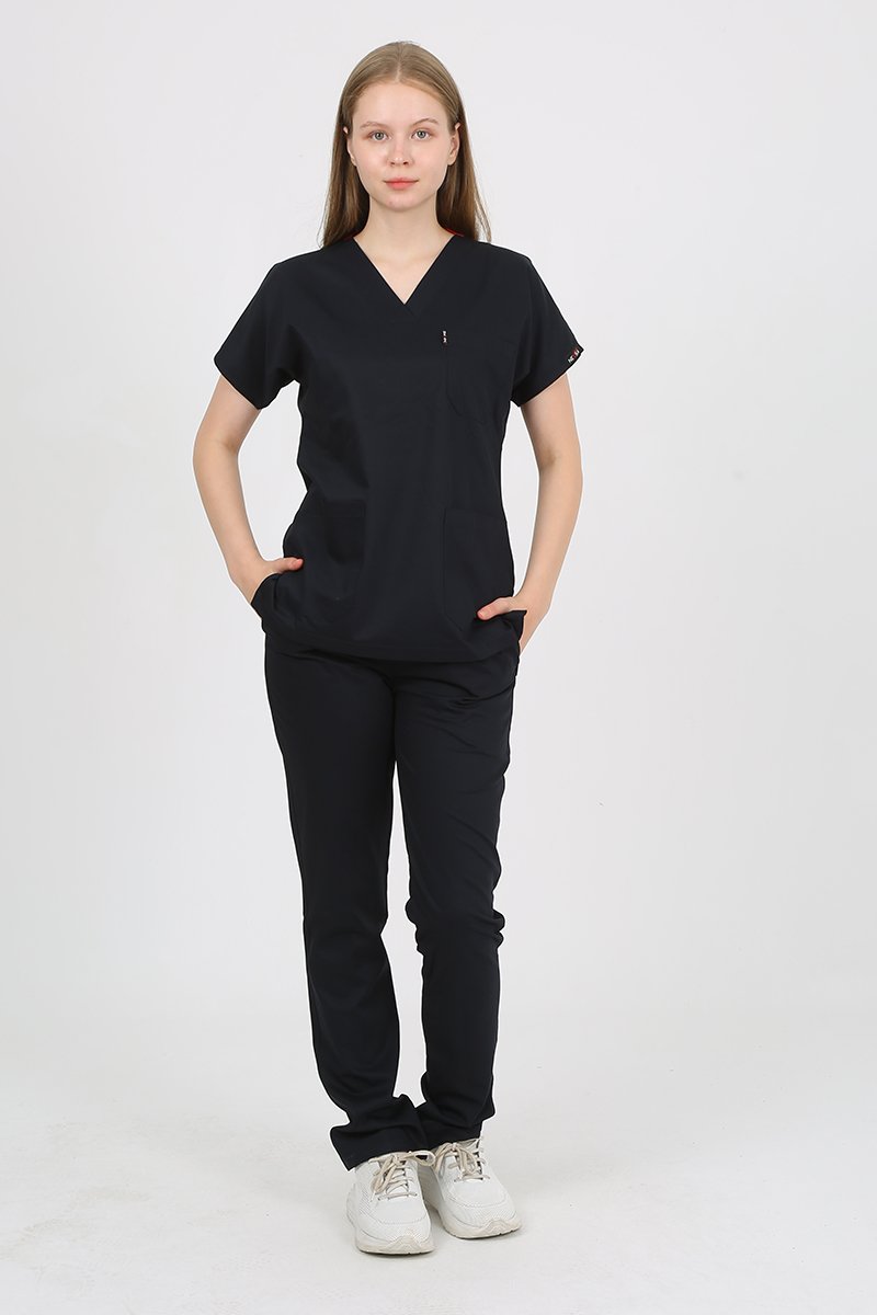 DAİSY V Yaka Koyu Lacivert Unisex Uniforma (Likralı)