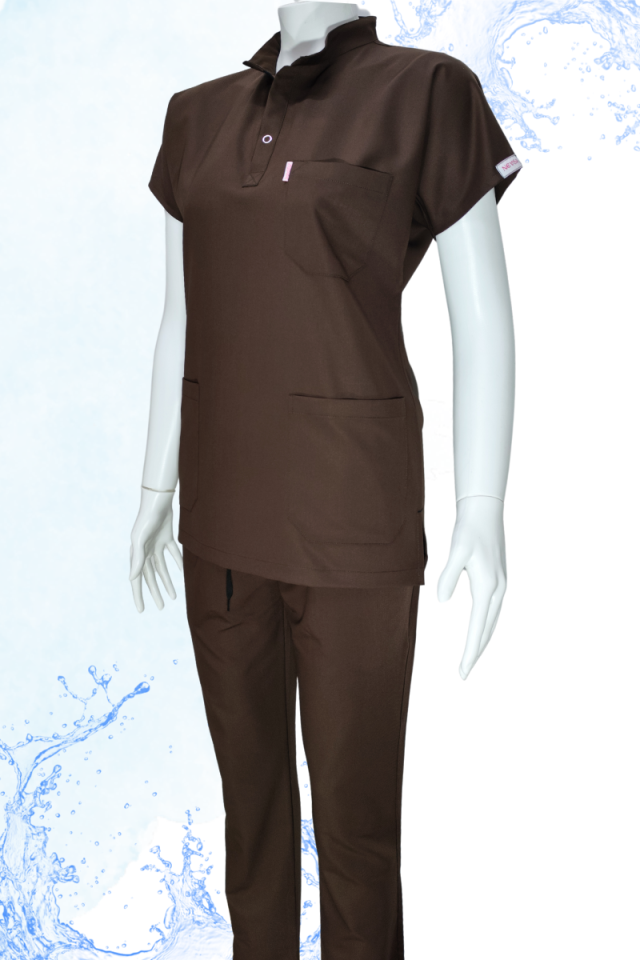 PLUMERİA Hakim Yaka Acı Kahve Unisex Uniforma (Likralı)