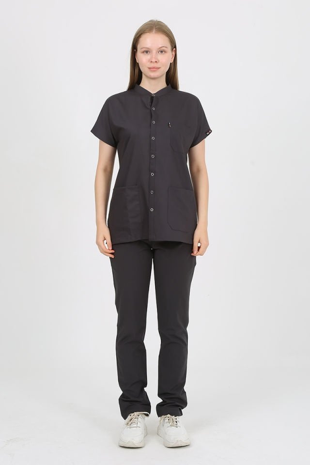 FREESİA Hakim Yaka Füme Unisex Uniforma (Likralı)