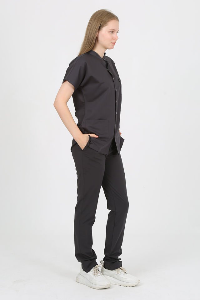 FREESİA Hakim Yaka Füme Unisex Uniforma (Likralı)