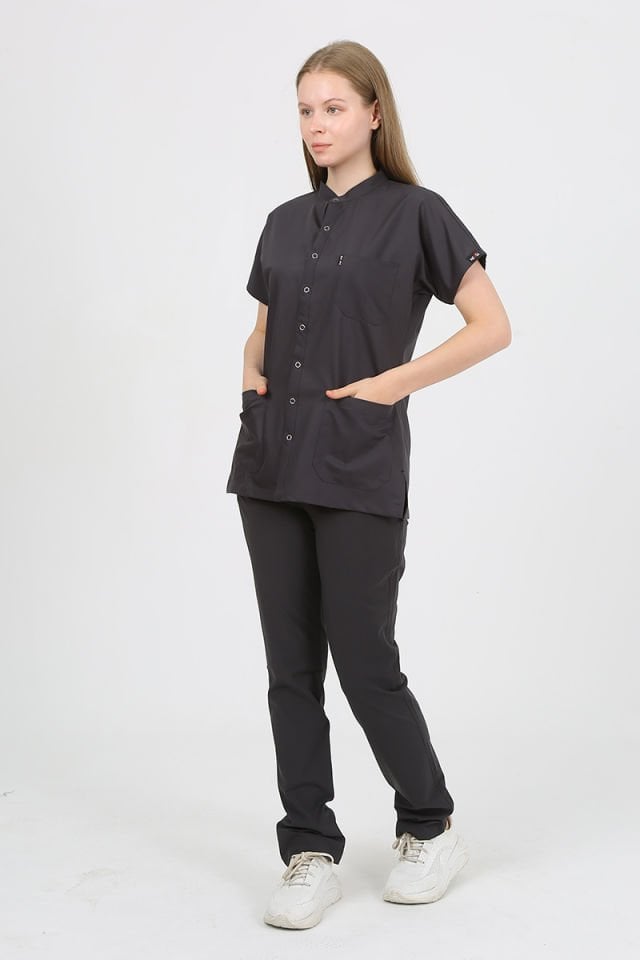 FREESİA Hakim Yaka Füme Unisex Uniforma (Likralı)