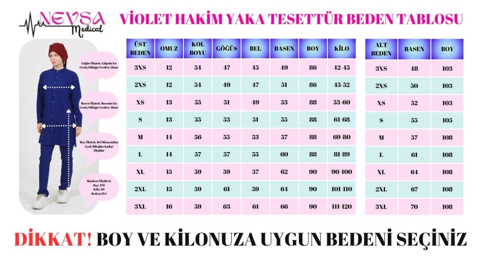 VİOLET Hakim Yaka Mürdüm Tesettür Uniforma (Likralı)