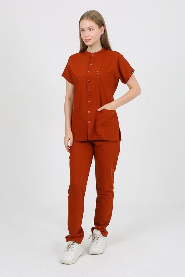 FREESİA Hakim Yaka Kiremit Unisex Uniforma (Likralı)