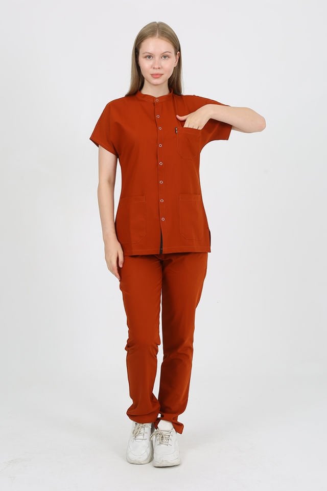 FREESİA Hakim Yaka Kiremit Unisex Uniforma (Likralı)