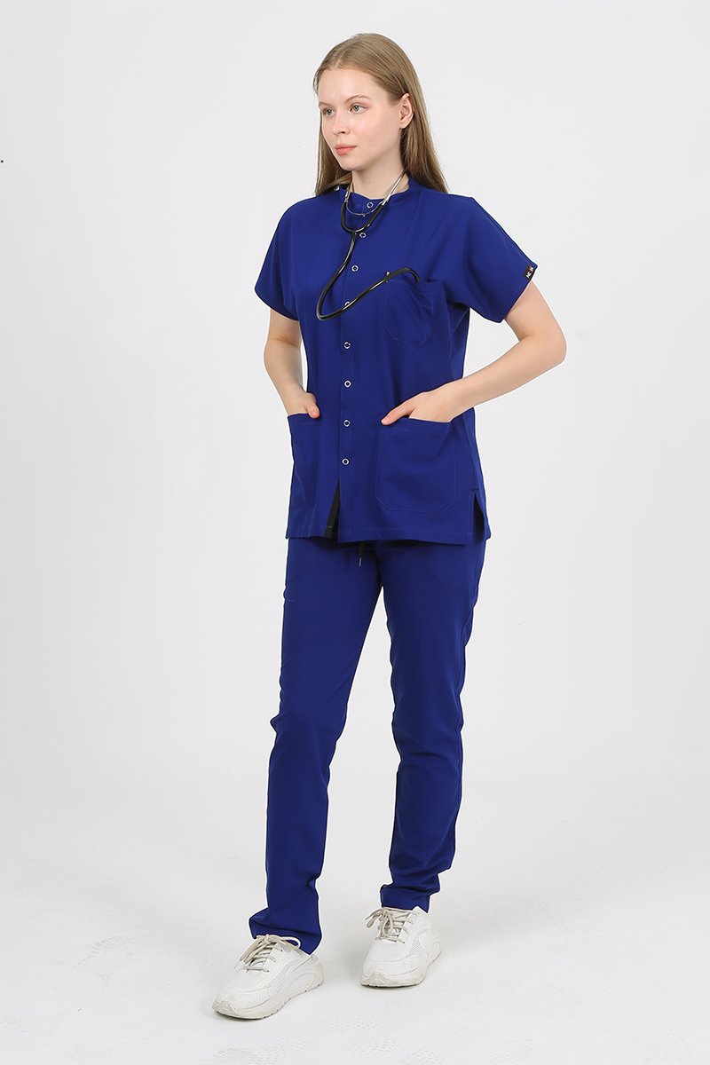 FREESİA Hakim Yaka Saks Mavi Unisex Uniforma (Likralı)