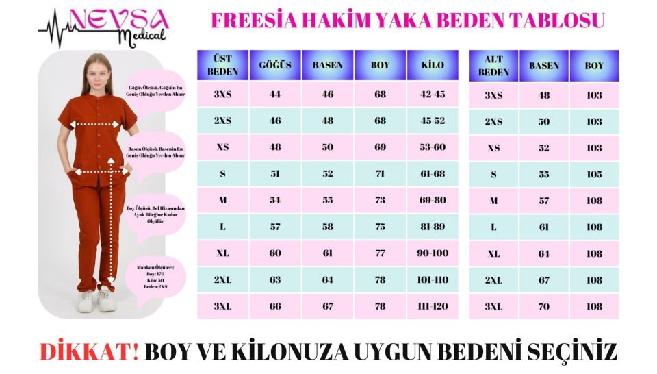 FREESİA Hakim Yaka Saks Mavi Unisex Uniforma (Likralı)