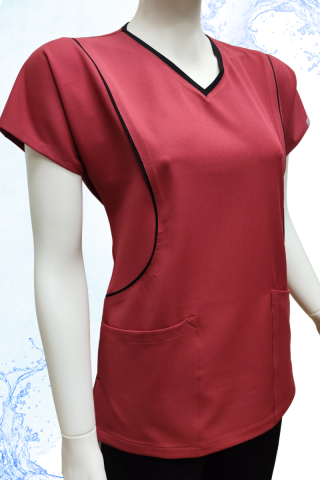 PEONİA Biyeli Gül Kurusu-Siyah Kombin Unisex Uniforma (Likralı)