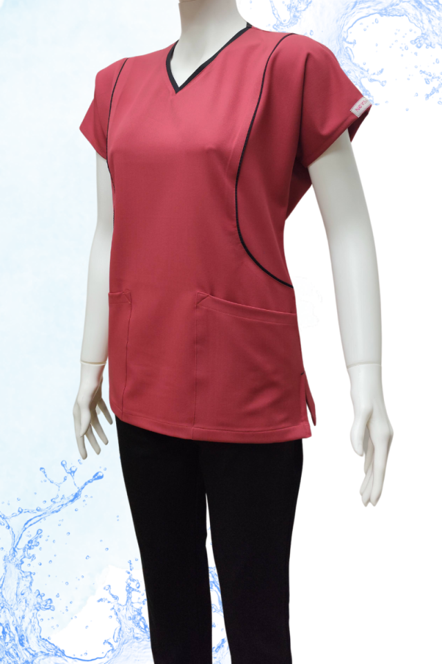 PEONİA Biyeli Gül Kurusu-Siyah Kombin Unisex Uniforma (Likralı)