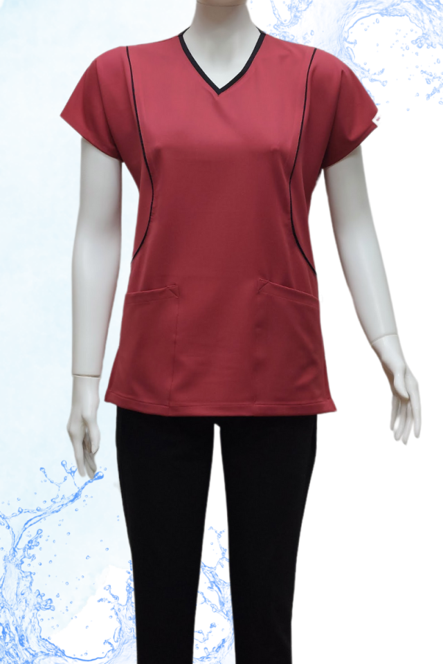 PEONİA Biyeli Gül Kurusu-Siyah Kombin Unisex Uniforma (Likralı)