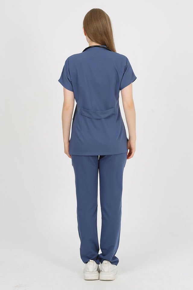 FREESİA Hakim Yaka İndigo Unisex Uniforma (Likralı)