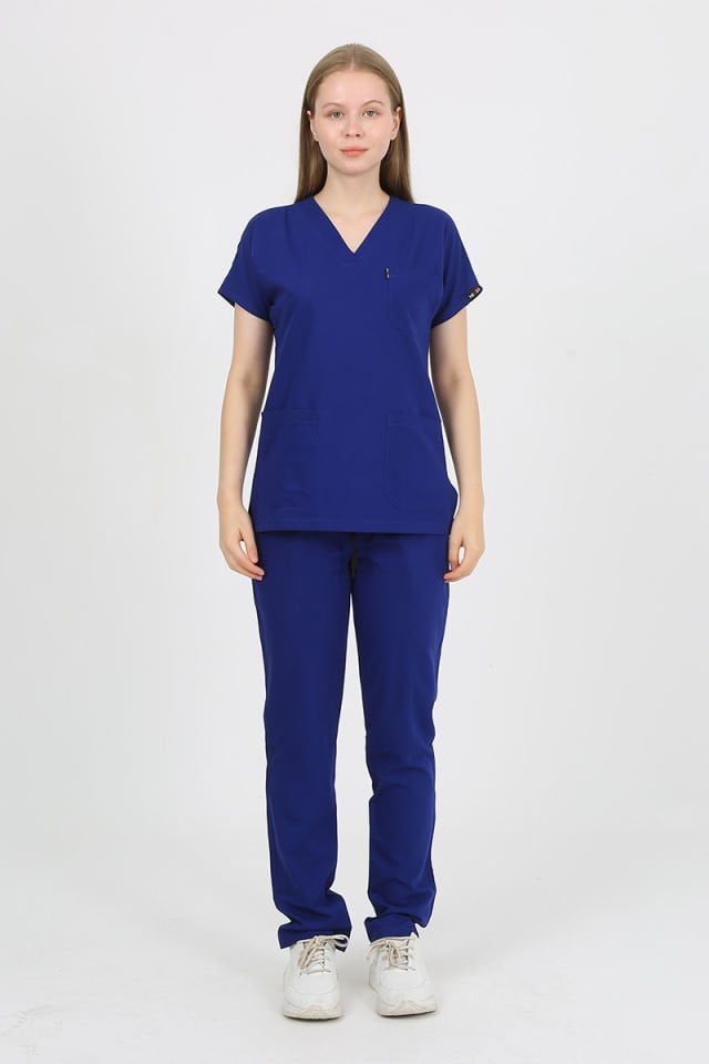 DAİSY V Yaka Saks Unisex Uniforma (Likralı)