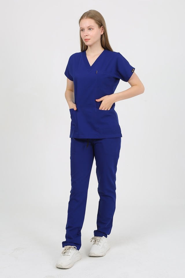 DAİSY V Yaka Saks Unisex Uniforma (Likralı)