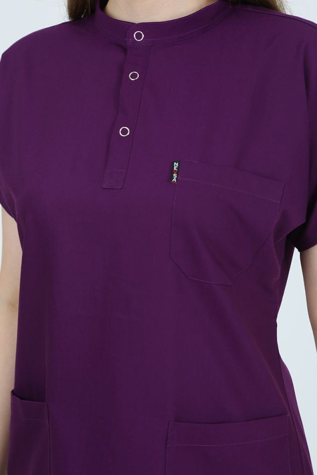 PLUMERİA Hakim Yaka Mürdüm Unisex Uniforma (Likralı)
