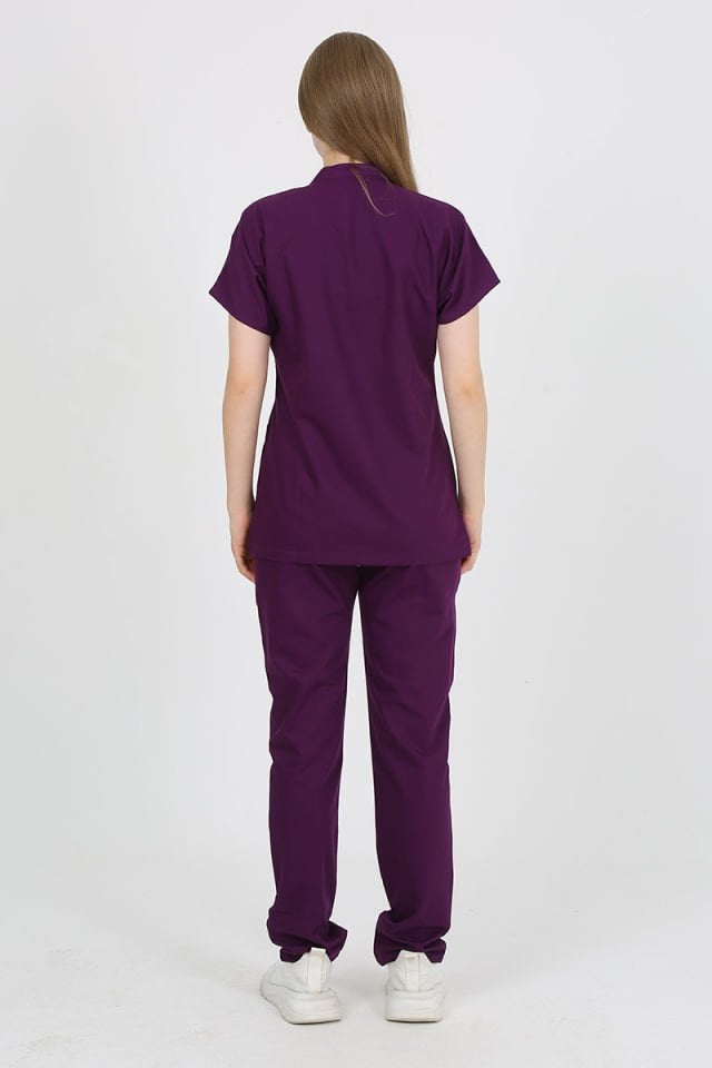 PLUMERİA Hakim Yaka Mürdüm Unisex Uniforma (Likralı)