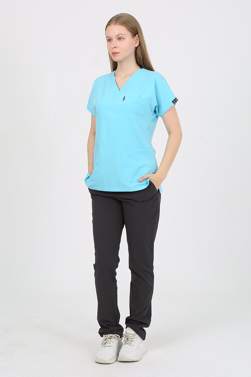 Turkuaz - Füme Kombin Unisex Uniforma (Likralı)