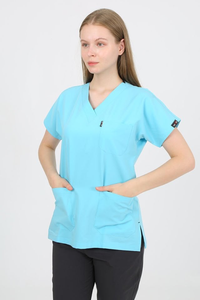 Turkuaz - Füme Kombin Unisex Uniforma (Likralı)