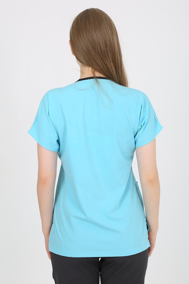 Turkuaz - Füme Kombin Unisex Uniforma (Likralı)