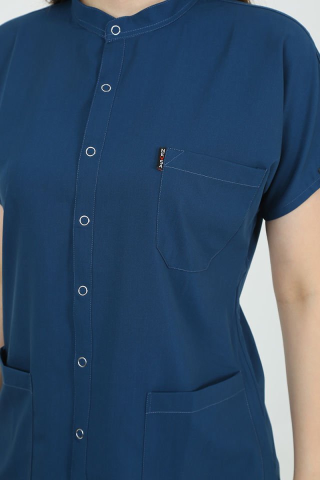 FREESİA Hakim Yaka Petrol Mavi Unisex Uniforma (Likralı)
