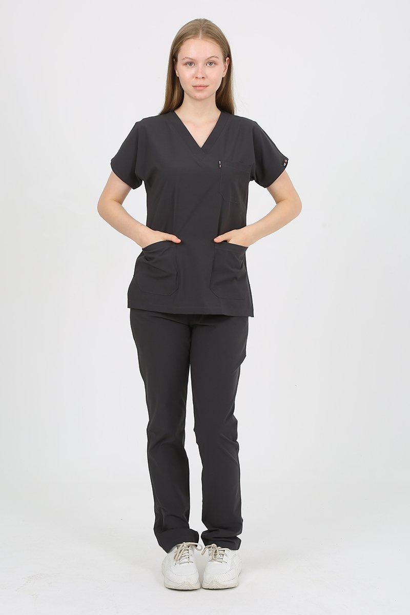 DAİSY V Yaka Füme Unisex Uniforma (Likralı)